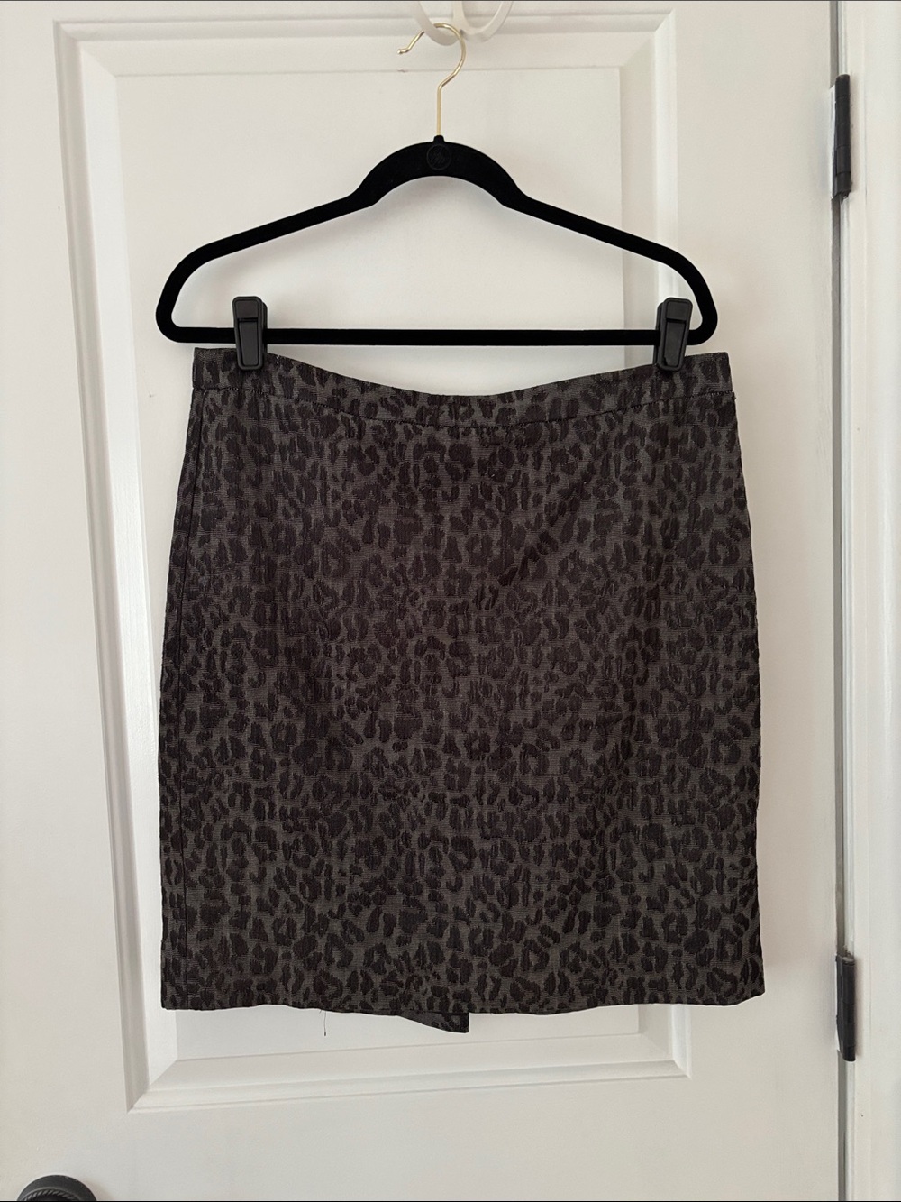 LOFT charcoal grey and black Leopard Print Pencil Skirt